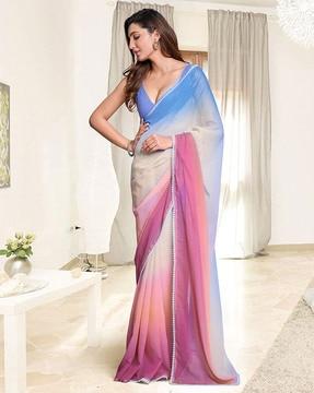 Ombre-Dyed Saree with Lace Border