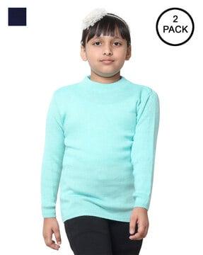 Pack of 2 Ribbed High-Neck Pullovers