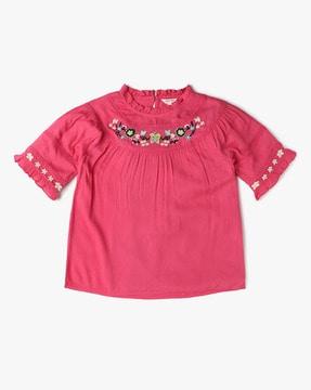 Girls Embroidered Regular Fit Top