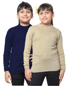 Pack of 2 Girls Round-Neck Pullovers