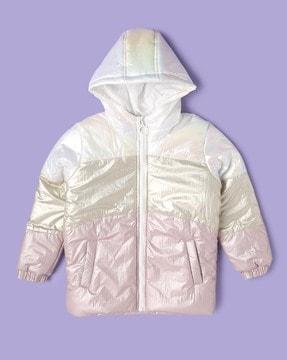 Girls Colourblock Hooded Puffer Jacket