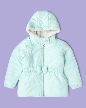 Girls Quilted Zip-Front Hooded Puffer Jacket