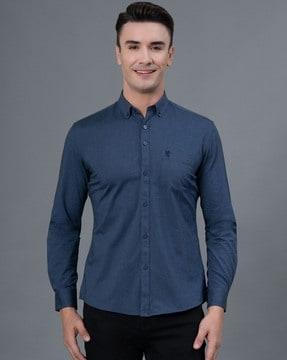 Men Regular-Fit Button-Down Shirt with Patch Pocket