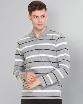 Men Striped Regular Fit Polo T-Shirt