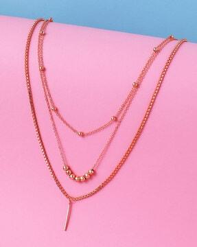 women-rose-gold-plated-beaded-layered-necklace