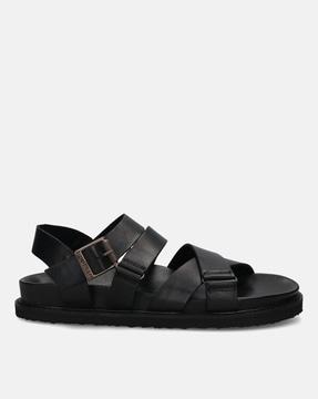 Leather Sandals with Buckle Fastening