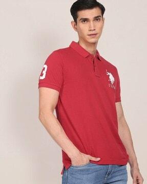 Men Regular Fit Polo Shirt with Logo Embroidery