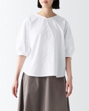 Quick Dry Broadcloth Half Sleeves Blouse