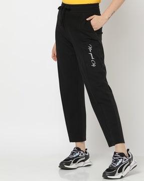 Women Straight Track Pants with Placement Print