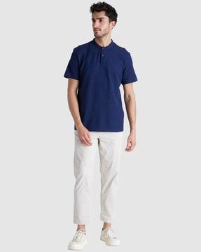 Men Relaxed Fit Flat-Front Chinos
