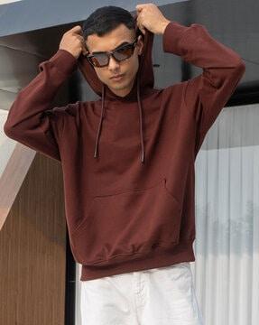 Men Relaxed Fit Hoodie with Kangaroo Pocket
