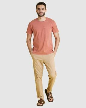 Men Flat-Front Straight Fit Chinos