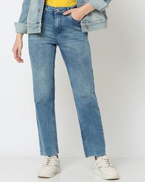 Women Mid-Wash Flared Jeans