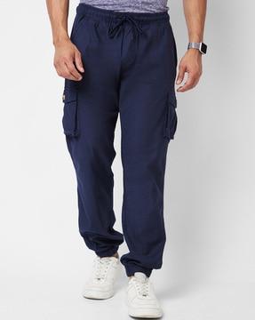 Men Relaxed Fit Flat-Front Trousers