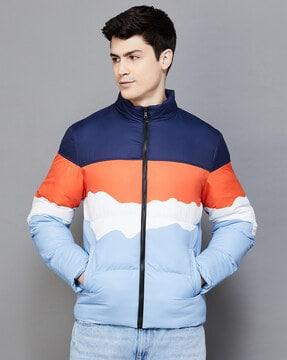 men-colourblock-regular-fit-zip-front-jacket