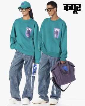 Unisex Floral Print Regular Fit Crew-Neck Sweatshirt