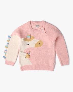 Girls Unicorn Pattern Regular Fit Pullover