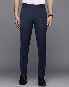 Men Relaxed Fit Flat-Front Pleated Trousers