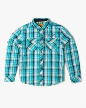 Boys Checked Relaxed Fit Cotton Shirt