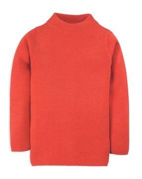 Girls Ribbed Crew-Neck Pullover