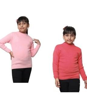 Pack of 2 High-Neck Pullovers with Full Sleeves