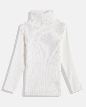 Girls Ribbed High-Neck Pullover