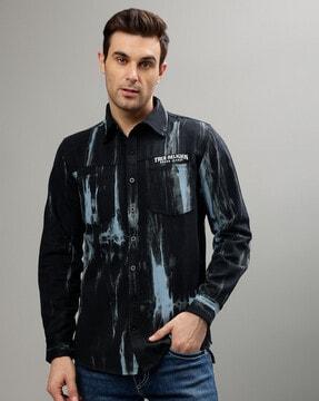 Tie & Dye Regular Fit Shirt with Patch Pockets