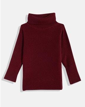 Girls Ribbed High-Neck Pullover
