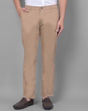 Men Slim Fit Flat-Front Trousers
