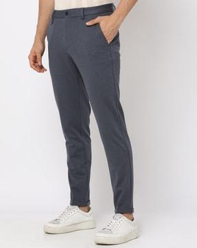 Men Flat-Front Slim Fit Trousers