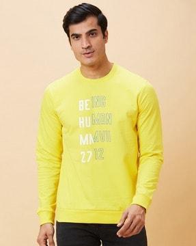 Men Brand Print Regular Fit Sweatshirt