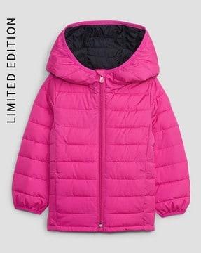 Girls Quilted Relaxed Fit Hooded Jacket