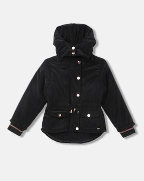 Girls Regular Fit Hooded Jacket