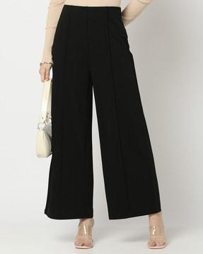 Women Relaxed Fit Flat-Front Trousers