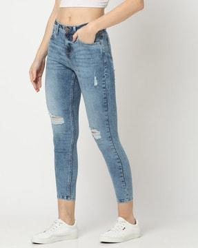 Women Heavy-Wash Distressed Skinny Fit Jeans