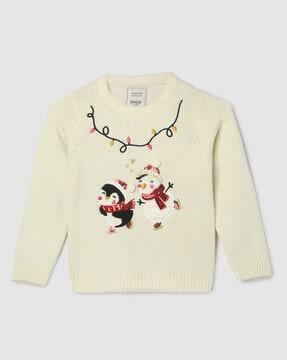 Crew-Neck Pullover with Applique Detail