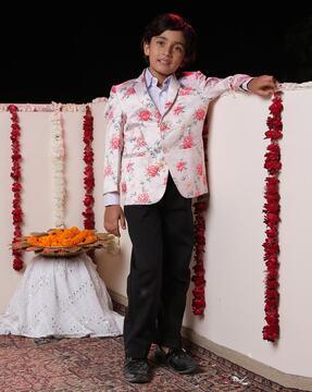 Floral Print Single-Breasted Blazer with Notched Lapel