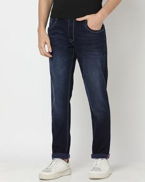 Men Light-Wash Slim Fit Jeans