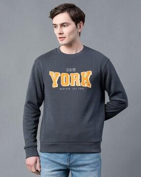 Men Regular Fit Typographic Print Sweatshirt