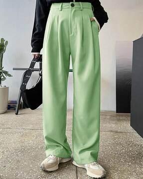 Women Pleated Straight Fit Trousers