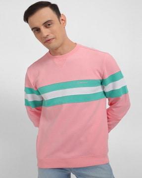 men-striped-regular-fit-crew-neck-sweatshirt