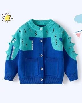 Girls Colourblock Cardigan with Patch Pockets