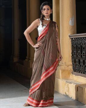 Handloom Cotton Saree with Woven Motifs