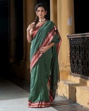 Handloom Cotton Saree with Woven Motifs