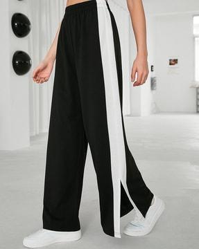 women-colourblock-wide-leg-flat-front-trousers
