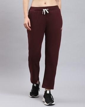 Women Straight Track Pants with Elasticated Drawstring Waist