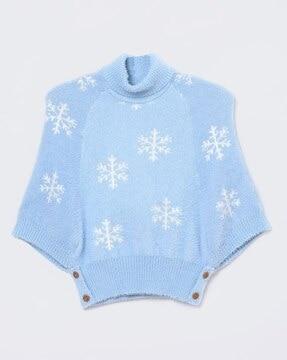 Girls Snowflake Print Sweater Dress