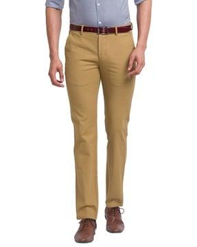 Men Flat-Front Slim Fit Trousers