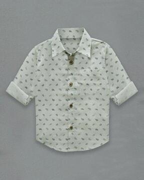 Boys Paisley Print Regular Fit Shirt with Patch Pocket