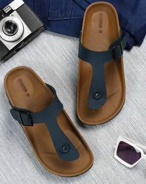 Men T-Strap Sandals with Buckle Closure